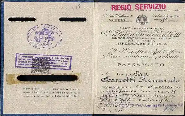 عکس پاسپورت قدیمی ایتالیا